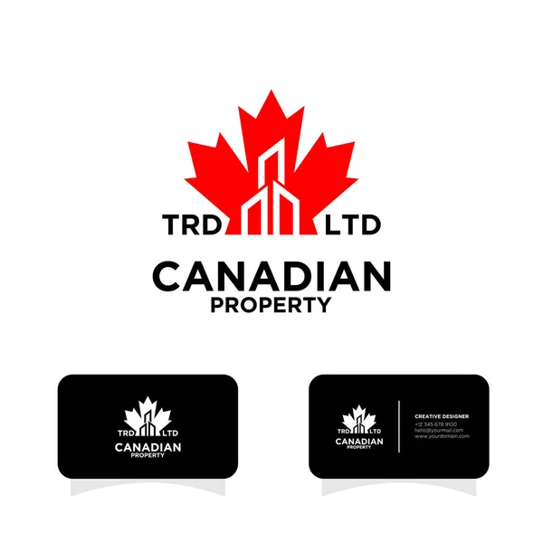 Akçaağaç Yaprağı Logosu Tasarımı Olan Kanadalı Gayrimenkul — Stok Vektör
