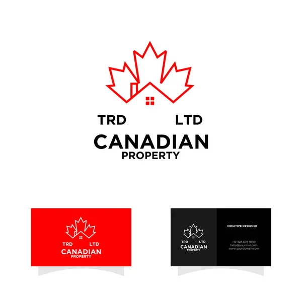 Kanadische Immobilien Immobilien Mit Ahornblatt Logo Illustration Design — Stockvektor