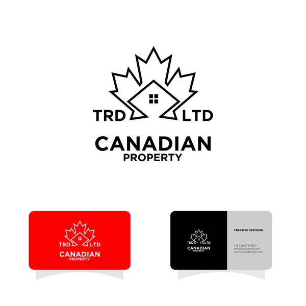 Akçaağaç Yaprağı Logosu Tasarımı Olan Kanadalı Gayrimenkul — Stok Vektör