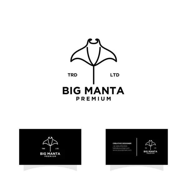 Schwarz Manta Ray Isoliert Hintergrund Schwarz Logo Illustration Design — Stockvektor