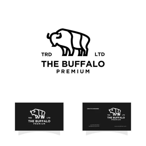 Abstract Buffalo Black White Logo Design Isolated Background — Stock Vector