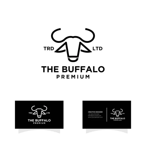 Abstract Buffalo Black White Logo Design Isolated Background — Stock Vector