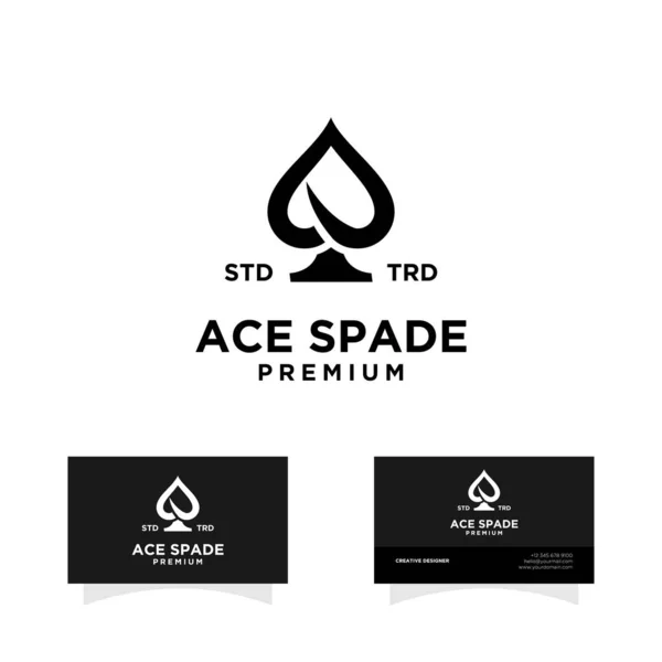 Ace Spade Card Black Pokerspiel Vektor Logo Design — Stockvektor