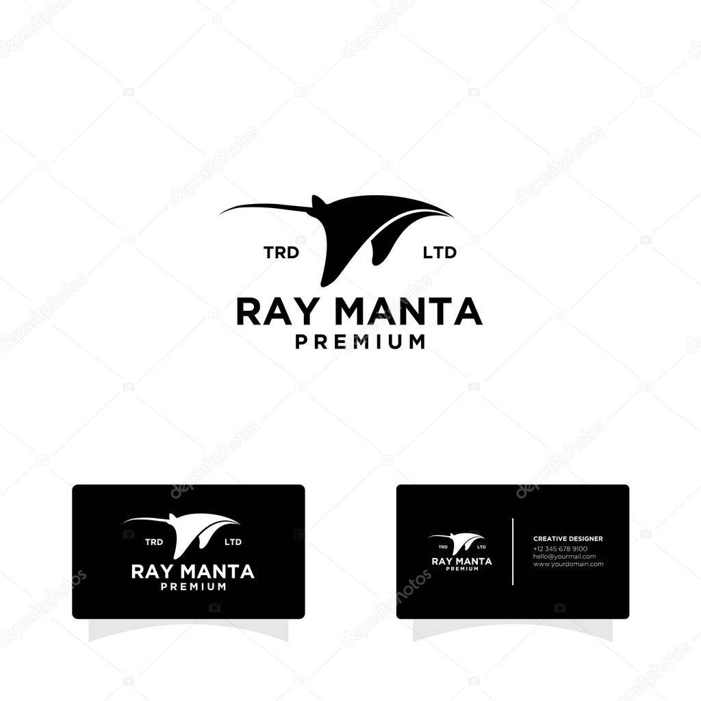 Black Manta ray isolated background black logo illustration design