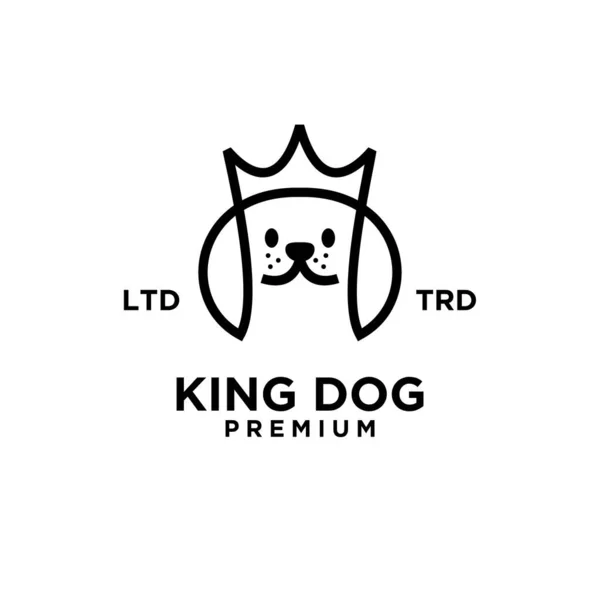Simples Rei Cão Cabeça Linha Arte Vetor Logotipo Design Isolado — Vetor de Stock
