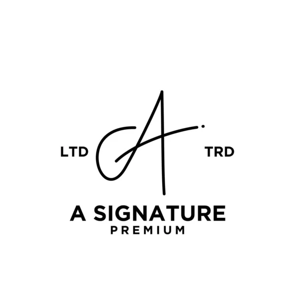 Carta Assinatura Uma Mão Escrever Logotipo Design Ilustração — Vetor de Stock