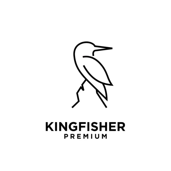 Simple Kingfisher Line Logo Vector Design Isolated White Background —  Vetores de Stock