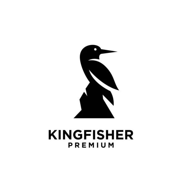 Simple Kingfisher Line Logo Vector Design Isolated White Background —  Vetores de Stock