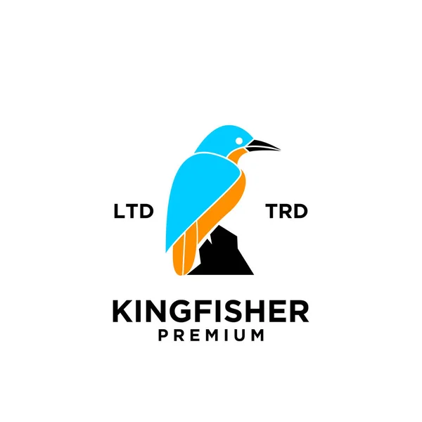 Simple Kingfisher Logo Vector Design Isolated White Background — Vetor de Stock