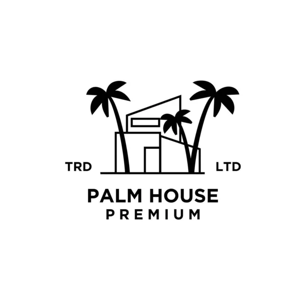 Palmeira Casa Casa Construção Ilustração Símbolo Logotipo Design Modelo — Vetor de Stock