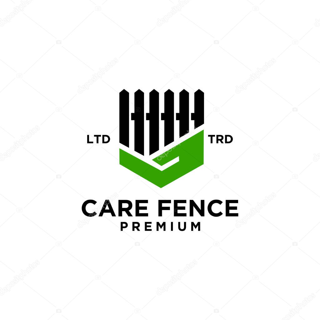 Minimalist vintage fence care logo vector illustration design