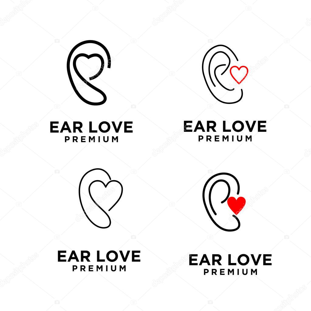 Set collection love ear healthcare Logo Template Vector Icon