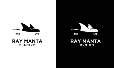 Manta ışını siyah logo tasarımı izole edilmiş beyaz arkaplan