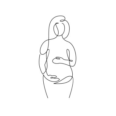 Düzenlenebilir el çizimi çizimi çizilmiş mutlu hamile kadın çizimleri.