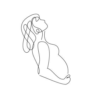 continuous one line drawing of happy pregnant woman editable hand drawn line art vector design