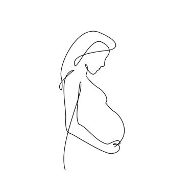 Düzenlenebilir el çizimi çizimi çizilmiş mutlu hamile kadın çizimleri.