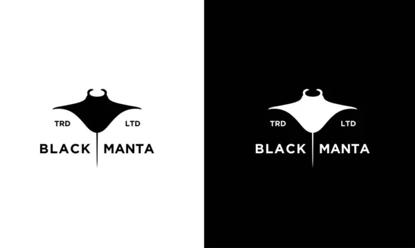 Manta Ray Vector Black Logo Design Isolated White Background — Stock Vector