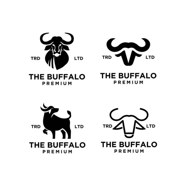 Black Buffalo Vector Logo Design — Stock Vector