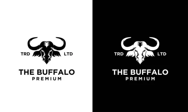 Black Buffalo Vector Logo Design — Stock Vector