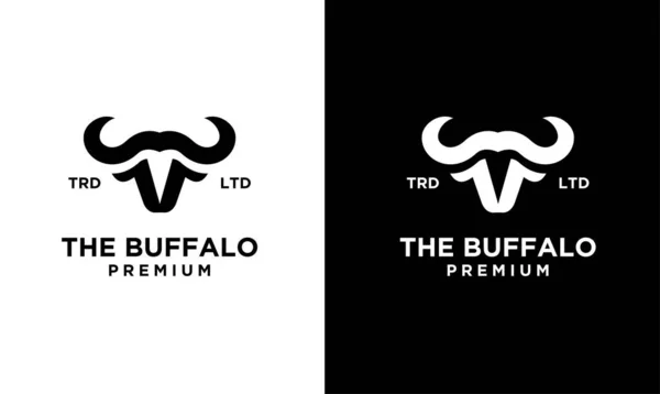 Preto Búfalo Vetor Logotipo Design — Vetor de Stock