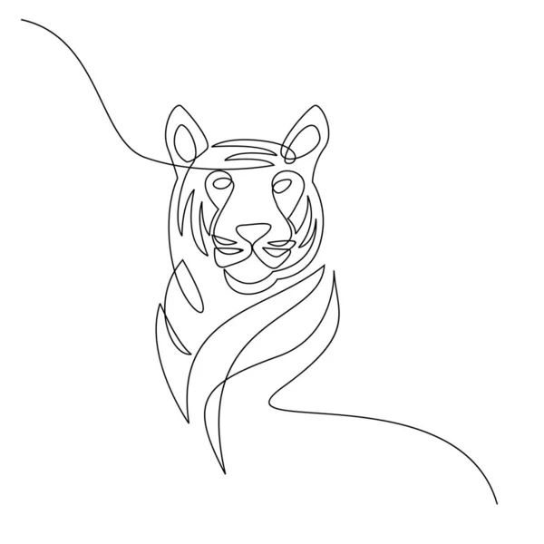 Tiger One Line Drawing Style Abstract Tiger Wild Animal Contour — 图库矢量图片