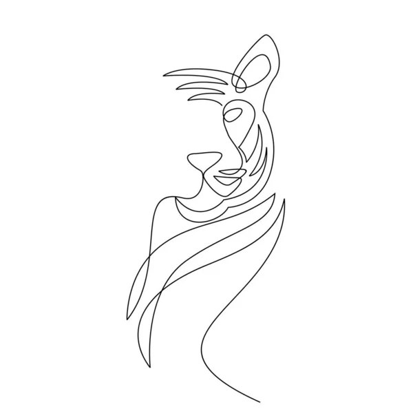 Tiger One Line Drawing Style Abstract Tiger Wild Animal Contour — ストックベクタ
