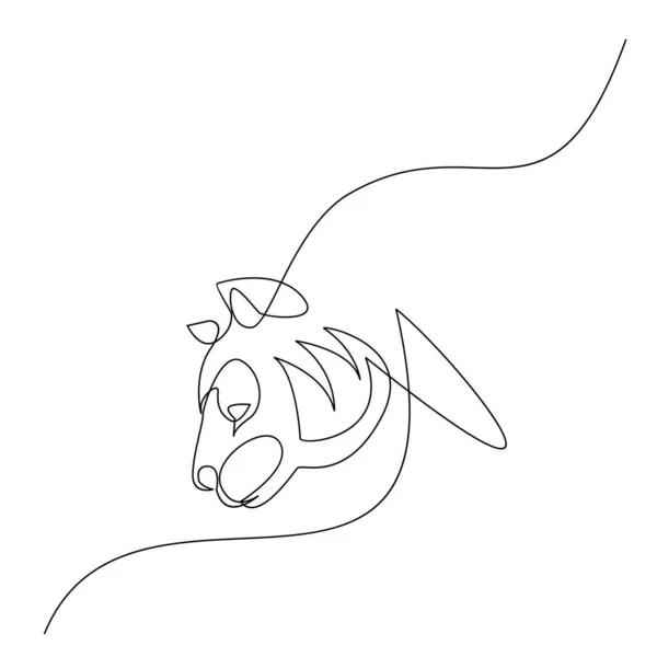 Tiger One Line Drawing Style Abstract Tiger Wild Animal Contour —  Vetores de Stock