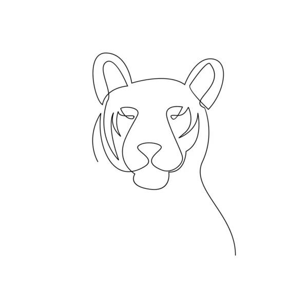 Τίγρης Μια Γραμμή Στυλ Σχεδίασης Αφηρημένη Τίγρης Άγρια Ζώο Περίγραμμα — Διανυσματικό Αρχείο