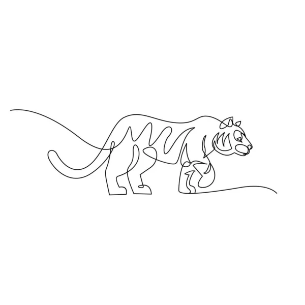 Тигр Стилі Одної Лінії Малювання Абстрактний Тигр Дикий Контур Тварини — стоковий вектор