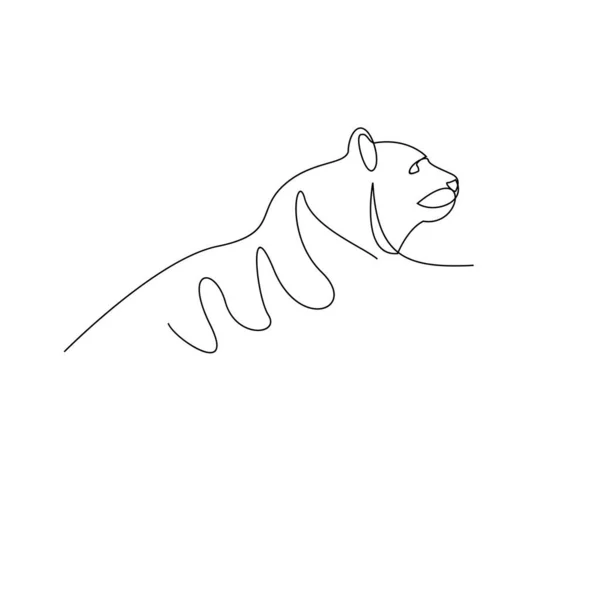 Tigre Estilo Dibujo Una Línea Resumen Tigre Animal Salvaje Contorno — Vector de stock