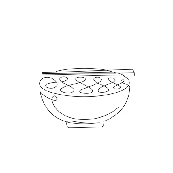 One Continuous Line Drawing Japanese Spicy Noodles Logo Emblem Fast — Image vectorielle