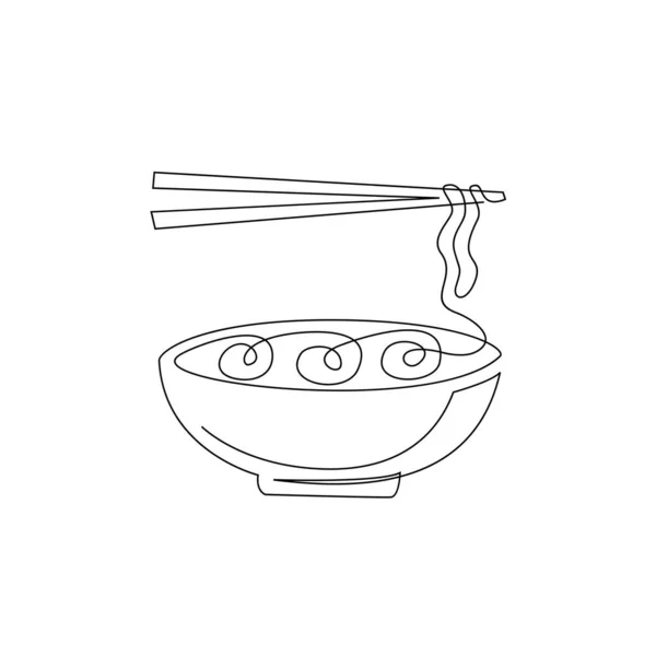 One Continuous Line Drawing Japanese Spicy Noodles Logo Emblem Fast — Image vectorielle