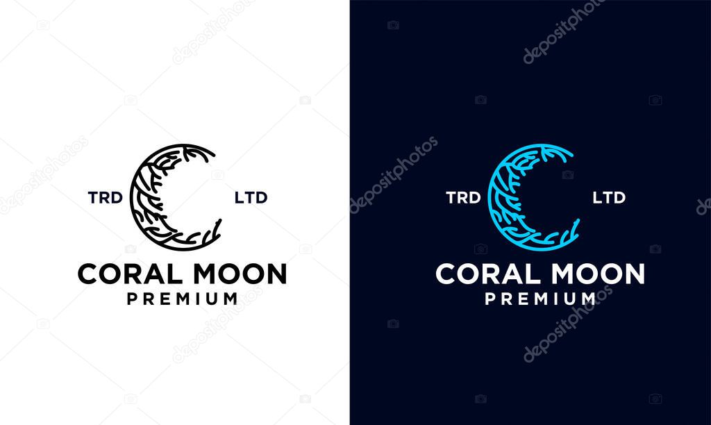 Coral moon logo vector graphic for any business