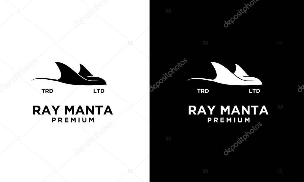 Manta ray vector black logo design isolated white background