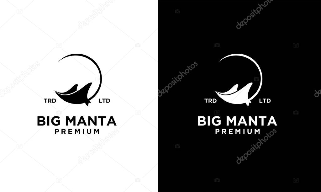 Manta ray vector black logo design isolated white background