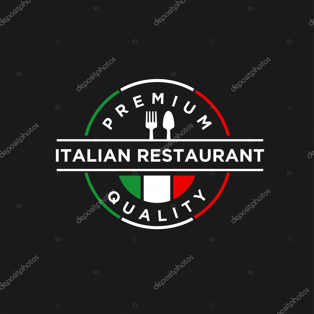 Italian food vector logo design illustration, italian restaurant logo badge design icon template