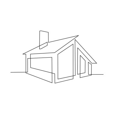 Modern ev logosu vektörünün izole edilmiş beyaz arkaplan çizimi devam ediyor