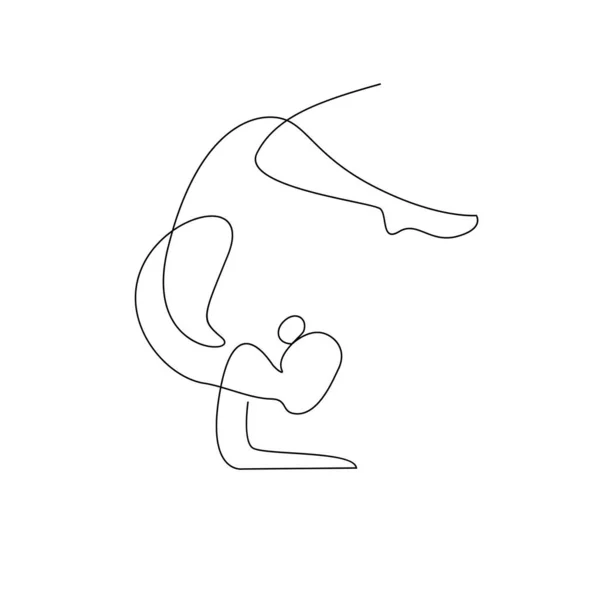 Sürekli Bir Çizgi Çiziyor Yoga Yapan Kadın Bacak Bacak Üstüne — Stok Vektör