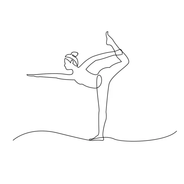 Continue Tekening Van Één Lijn Yoga Zittende Vrouw Poseert Met — Stockvector