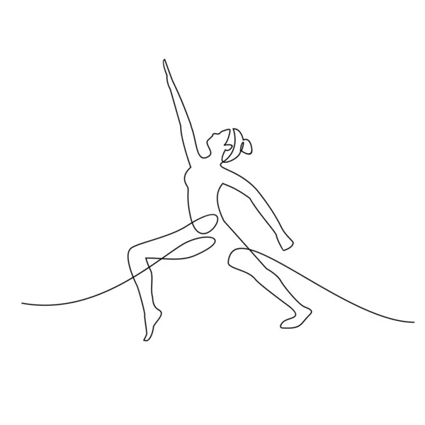 Continuous One Line Drawing Woman Sitting Yoga Pose Cross Legged — ストックベクタ