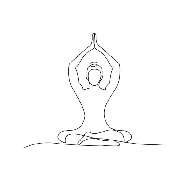 Continuous One Line Drawing Woman Sitting Yoga Pose Cross Legged – Stock-vektor