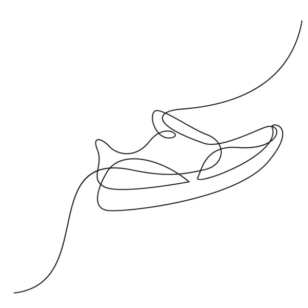 Vector Illustration Sneakers Sports Shoes Continuous One Line Isolated White - Stok Vektor