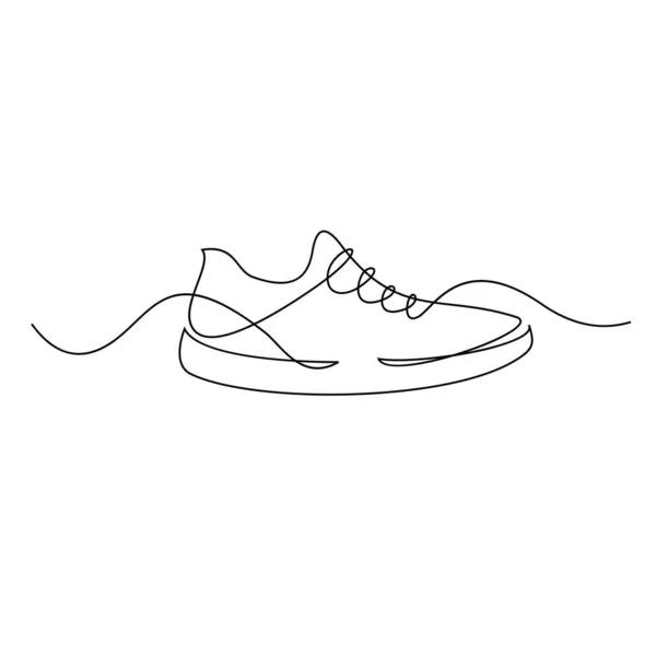 Vector Illustration Sneakers Sports Shoes Continuous One Line Isolated White — Wektor stockowy