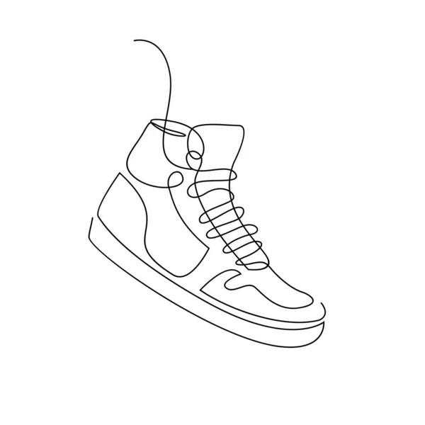 Векторная Иллюстрация Кроссовок Спортивная Обувь Непрерывной Одной Линии Изолированного Белого — стоковый вектор