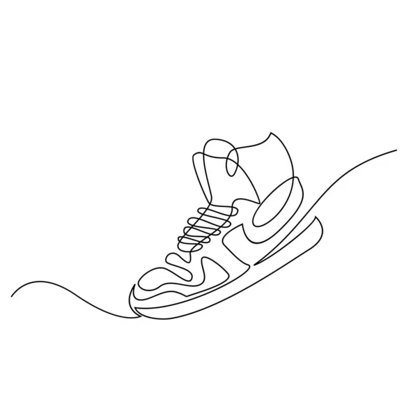 Vector Illustration Sneakers Sports Shoes Continuous One Line Isolated White — Stock Vector