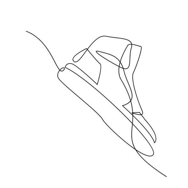Vector Illustration Sneakers Sports Shoes Continuous One Line Isolated White - Stok Vektor