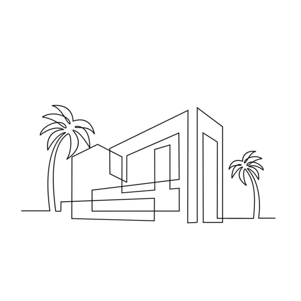 Dibujo Continuo Una Línea Moderno Logotipo Casa Vector Aislado Fondo — Vector de stock