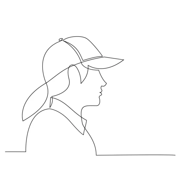 Woman Hat Cap One Line Single Line Continuous Line Drawing — Stockvektor