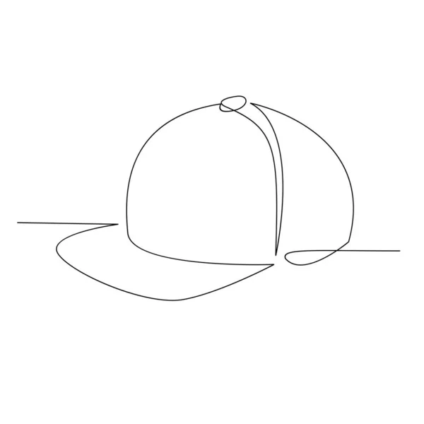 Hat Cap One Line Single Line Continuous Line Drawing Isolated — Stock Vector