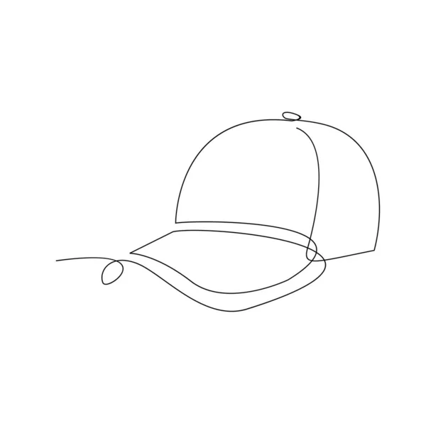 Hat Cap One Line Single Line Continuous Line Drawing Isolated — Stock Vector